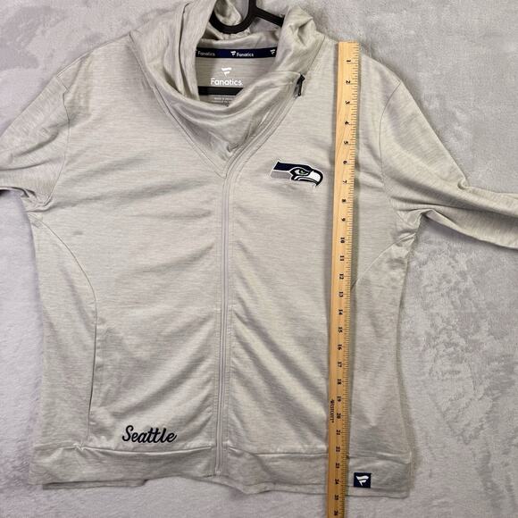 Fanatics Seattle Seahawks Longsleeve Zip Up Women's Large Grey Asymmetric NWT - Picture 12 of 14